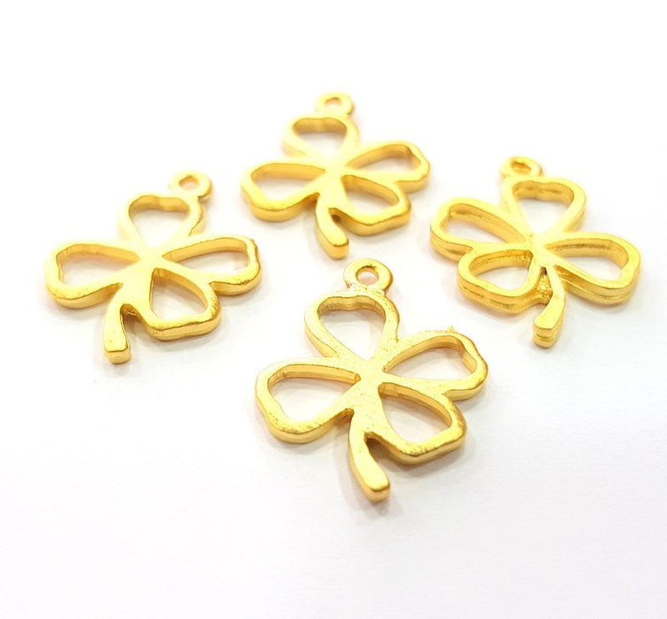 4 Clover Charm Gold Charms Gold Plated Metal (24x19mm)  G14090