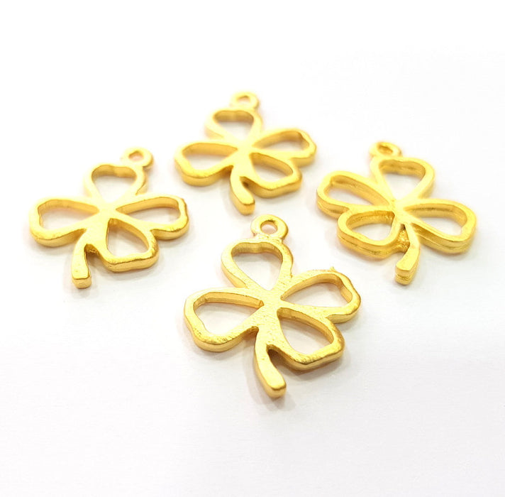 4 Clover Charm Gold Charms Gold Plated Metal (24x19mm)  G14090