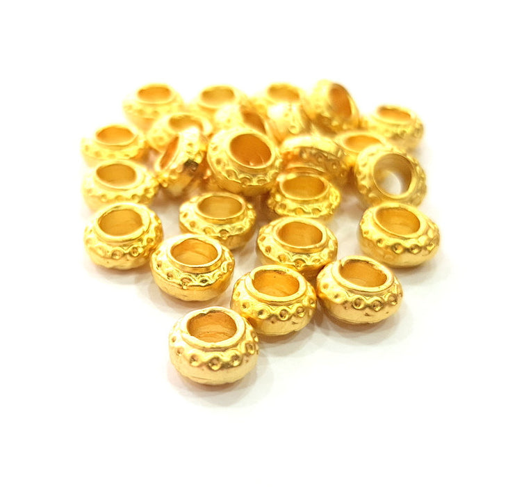 10 Gold Spacer Gold Plated Metal Beads  (8 mm)  G14091