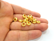 10 Gold Spacer Gold Plated Metal Beads  (8 mm)  G14091
