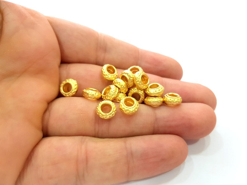 10 Gold Spacer Gold Plated Metal Beads  (8 mm)  G14091
