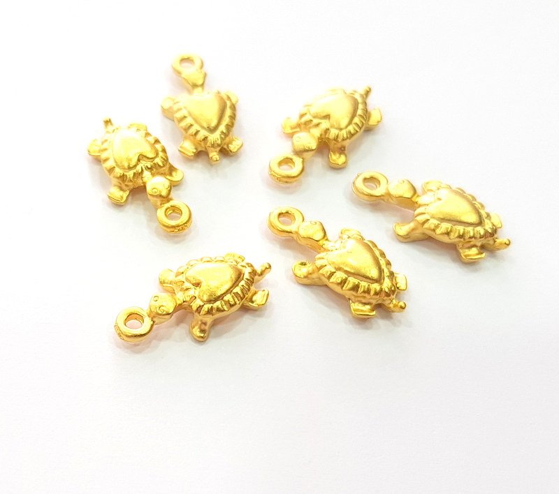10 Turtle Charm Gold Charms Gold Plated Metal (19x9mm)  G14092