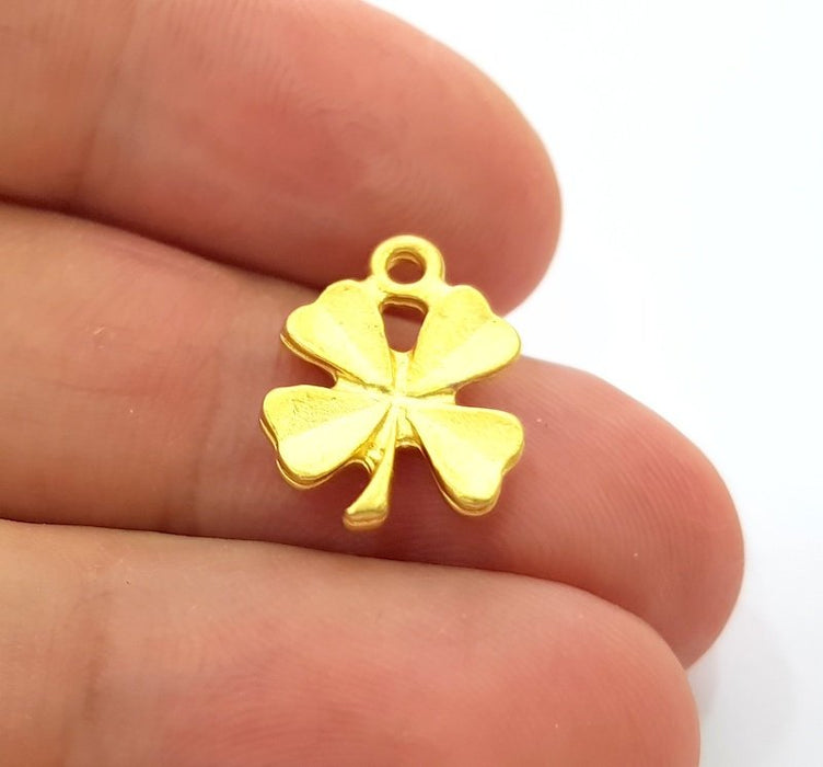 10 Clover Charm Gold Charms Gold Plated Metal (16x13mm)  G14093