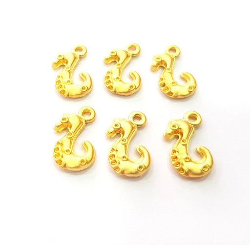 10 Seahorse Charm Gold Charms Gold Plated Metal (17x9mm)  G14094