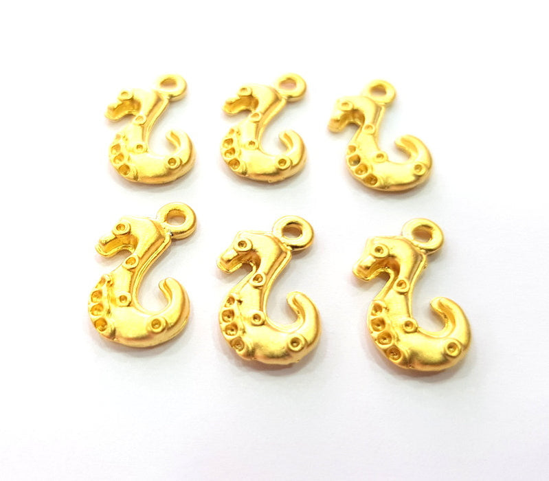 10 Seahorse Charm Gold Charms Gold Plated Metal (17x9mm)  G14094