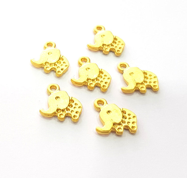 10 Elephant Charm Gold Charms Gold Plated Metal (12x12mm)  G14095