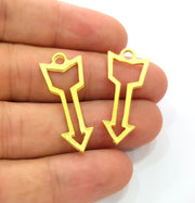 4 Arrow Charm Gold Charms Gold Plated Metal (34x14mm)  G14096