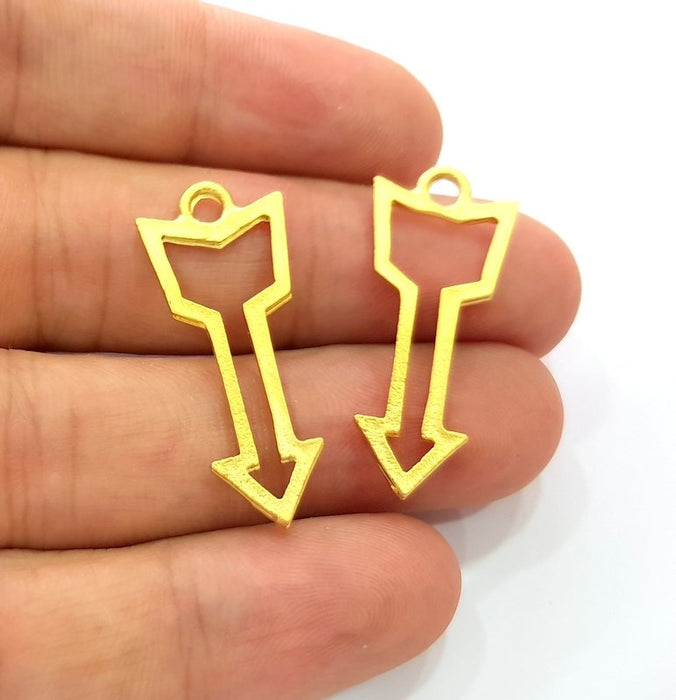 4 Arrow Charm Gold Charms Gold Plated Metal (34x14mm)  G14096