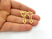 4 Arrow Charm Gold Charms Gold Plated Metal (34x14mm)  G14096