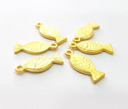10 Fish Charm Gold Charms Gold Plated Metal (20x8mm)  G14097