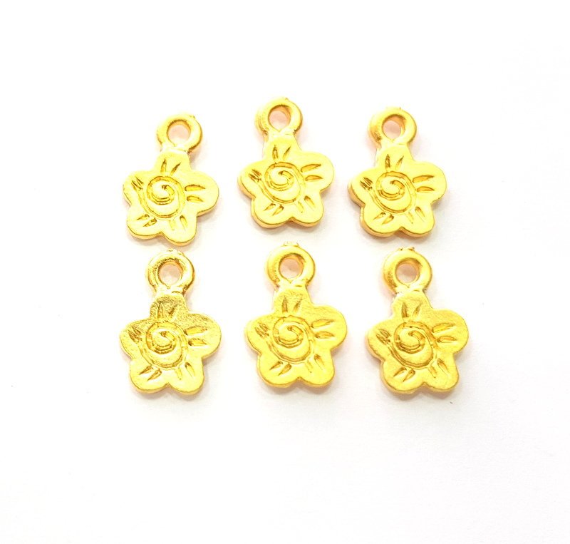 10 Flower Charm Gold Charms Gold Plated Metal (13x9mm)  G14099