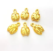 6 Ladybug Charm Gold Charms Gold Plated Metal (16x10mm)  G14101