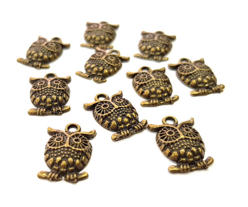 20 Owl Charm Antique Bronze Charm Antique Bronze Plated Metal  (20x16mm) G14104