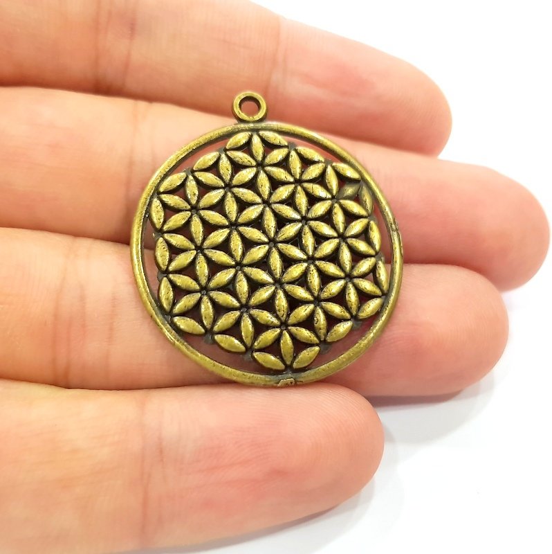 2 Antique Bronze Pendant Antique Bronze Plated Metal ( 33mm) G14105