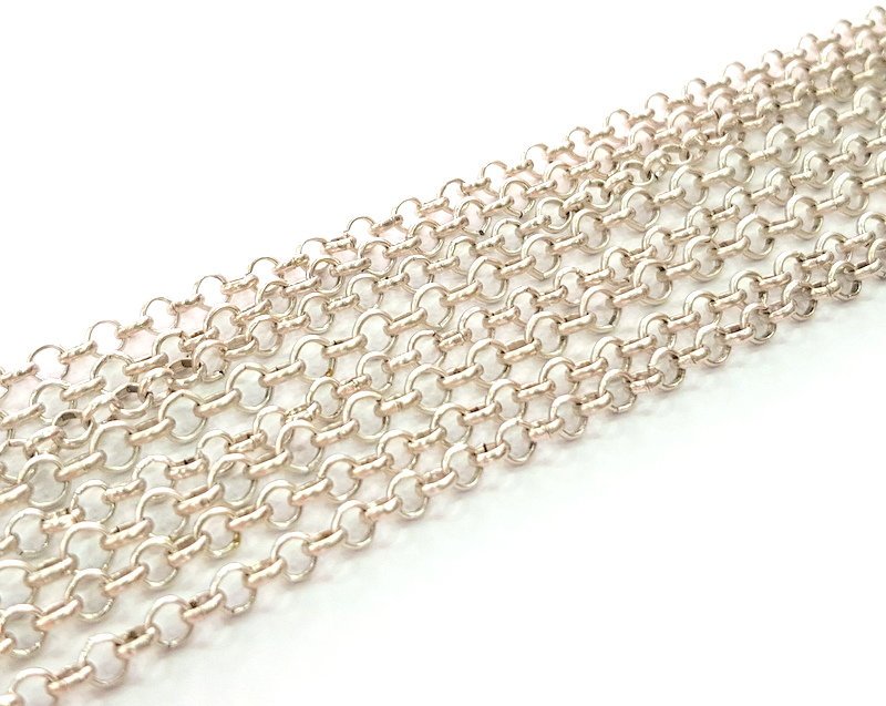 Silver Rolo Chain Antique Silver Plated Chain  1 Meter - 3.3 Feet (3,6 mm) G14112