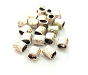 10 Antique Silver Plated Brass Tube Beads 6x6mm  G14113