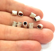 10 Antique Silver Plated Brass Tube Beads 6x6mm  G14113