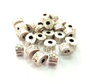 10 Silver Rondelle Beads Antique Silver Plated Beads 8mm  G14116