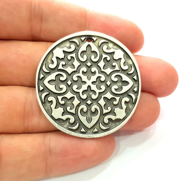 Silver Pendant Antique Silver Plated Metal (42mm) G14117