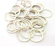 20 Silver Circle Connector Antique Silver Plated Brass (19 mm)   G14119