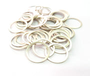 20 Silver Circle Connector Antique Silver Plated Brass (19 mm)   G14119