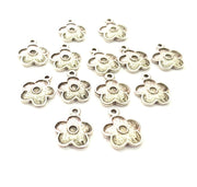10 Flower Charm Antique Silver Plated Charms (18x15mm) G14123
