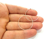 12 Pcs (6 pairs) Earring Loops Earring Circles Earring Hoops Silver Plated Brass,Findings ( 30 mm )  G14124