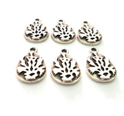 6 Drop Charm Silver Charms Antique Silver Plated Metal (21x13mm) G14127