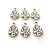 6 Drop Charm Silver Charms Antique Silver Plated Metal (21x13mm) G14127
