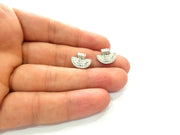 10 Fan Charms Semi Circle Charm Silver Charms Antique Silver Plated Metal (14x12mm) G14129