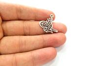 6 Ottoman Signature Charm Silver Charms Antique Silver Plated Metal (25x14mm) G14130