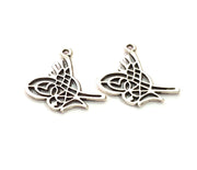 6 Ottoman Signature Charm Silver Charms Antique Silver Plated Metal (25x14mm) G14130