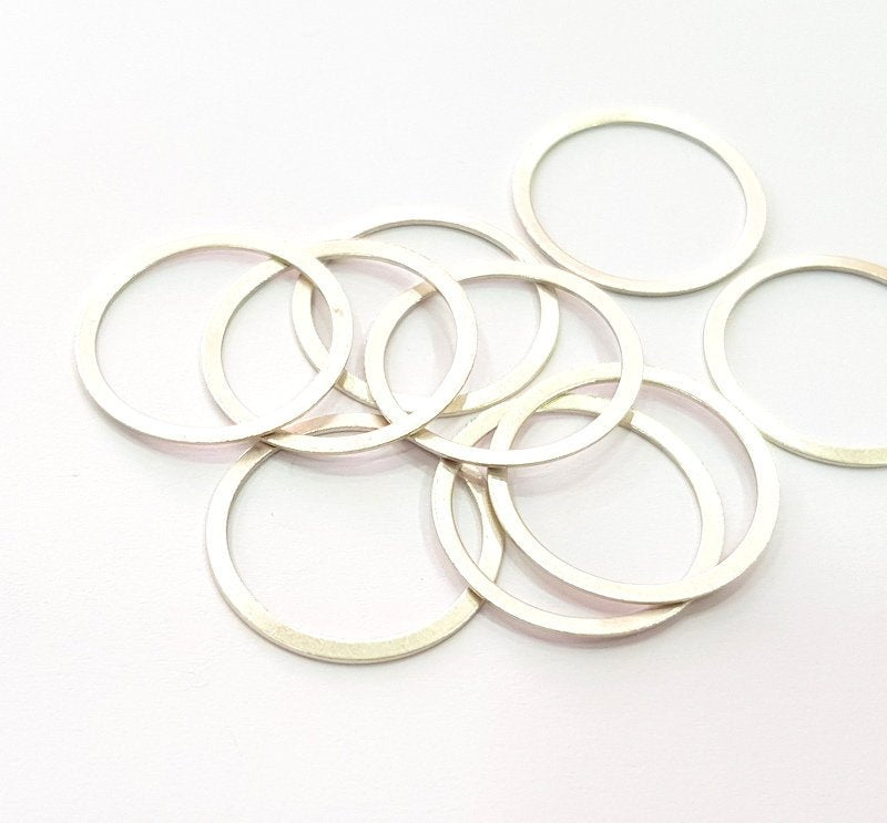 10 Silver Circle Connector Antique Silver Plated Brass (22 mm)  G14134