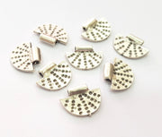 10 Semi Circle Charm Silver Charms Antique Silver Plated Metal (18x13mm) G14135
