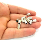 10 Silver Tube Beads Rondelle Beads Antique Silver Plated Beads 9x6mm  G14136