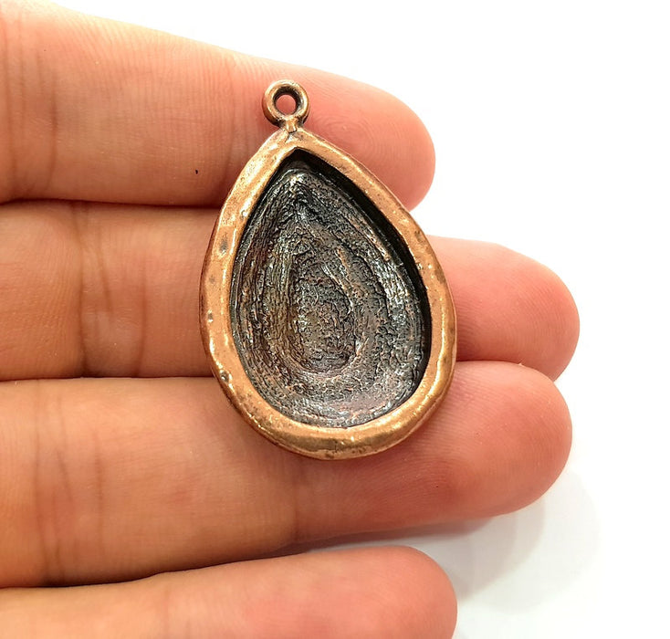 2 Copper Pendant Blank Mosaic Base inlay Blank Necklace Blank Resin Mountings Antique Copper Plated Metal (30x20 mm blank)  G14137