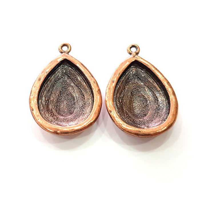 2 Copper Pendant Blank Mosaic Base inlay Blank Necklace Blank Resin Mountings Antique Copper Plated Metal (30x20 mm blank)  G14137