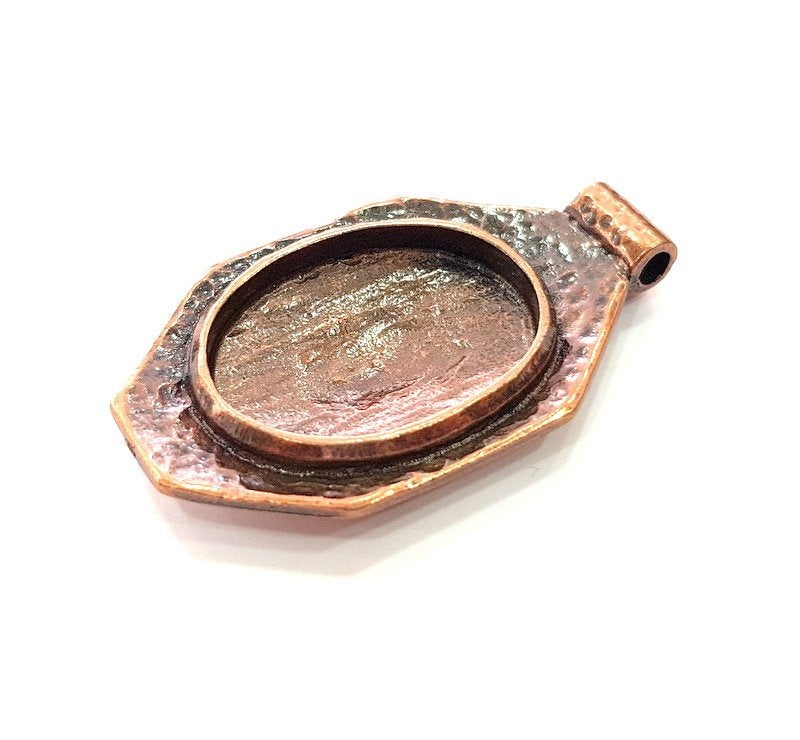 Copper Pendant Blank Mosaic Base inlay Blank Necklace Blank Resin Mountings Antique Copper Plated Metal (29x21 mm blank) G14138