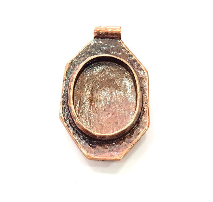 Copper Pendant Blank Mosaic Base inlay Blank Necklace Blank Resin Mountings Antique Copper Plated Metal (29x21 mm blank) G14138