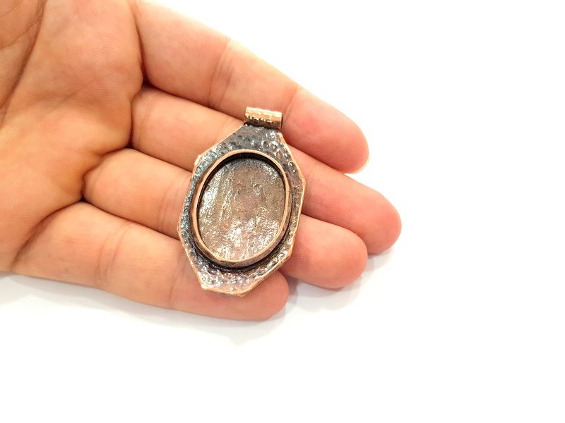 Copper Pendant Blank Mosaic Base inlay Blank Necklace Blank Resin Mountings Antique Copper Plated Metal (29x21 mm blank) G14138