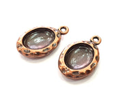 2 Copper Pendant Blank Mosaic Base inlay Blank Necklace Blank Resin Mountings Antique Copper Plated Metal (14x10 mm blank)  G14140