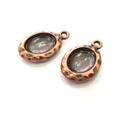 2 Copper Pendant Blank Mosaic Base inlay Blank Necklace Blank Resin Mountings Antique Copper Plated Metal (14x10 mm blank)  G14140