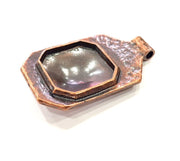 Copper Pendant Blank Mosaic Base inlay Blank Necklace Blank Resin Mountings Antique Copper Plated Metal (24x23 mm blank) G14142