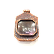Copper Pendant Blank Mosaic Base inlay Blank Necklace Blank Resin Mountings Antique Copper Plated Metal (24x23 mm blank) G14142
