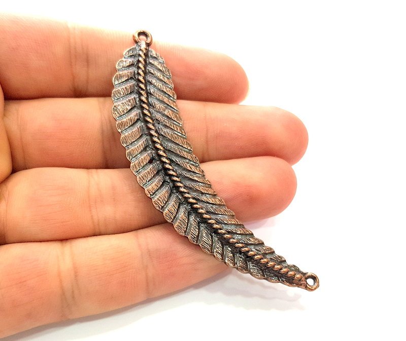 Copper Leaf Pendant Antique Copper Pendant Antique Copper Plated Metal (82x14mm) G14144
