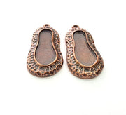 2 Copper Pendant Blank Mosaic Base inlay Blank Necklace Blank Resin Mountings Antique Copper Plated Metal (31x15 mm blank)  G14145