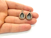 2 Copper Pendant Blank Mosaic Base inlay Blank Necklace Blank Resin Mountings Antique Copper Plated Metal (14x10 mm blank)  G14150
