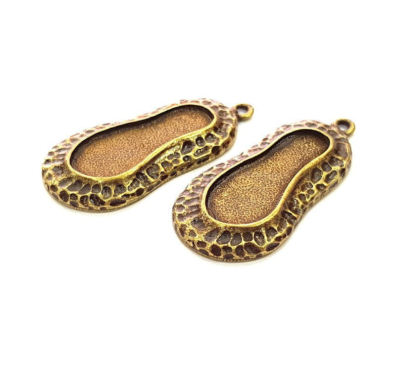 2 Antique Bronze Pendant Blank inlay Blank Mosaic Blank Resin Blank Bezel Base Setting Mountings Antique Bronze Plated(30x12mm blank) G14154