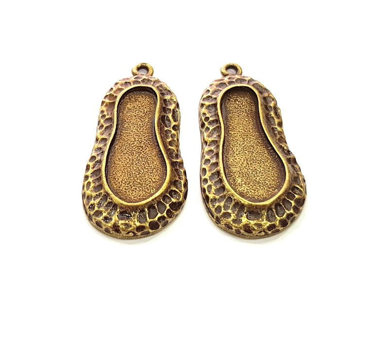 2 Antique Bronze Pendant Blank inlay Blank Mosaic Blank Resin Blank Bezel Base Setting Mountings Antique Bronze Plated(30x12mm blank) G14154