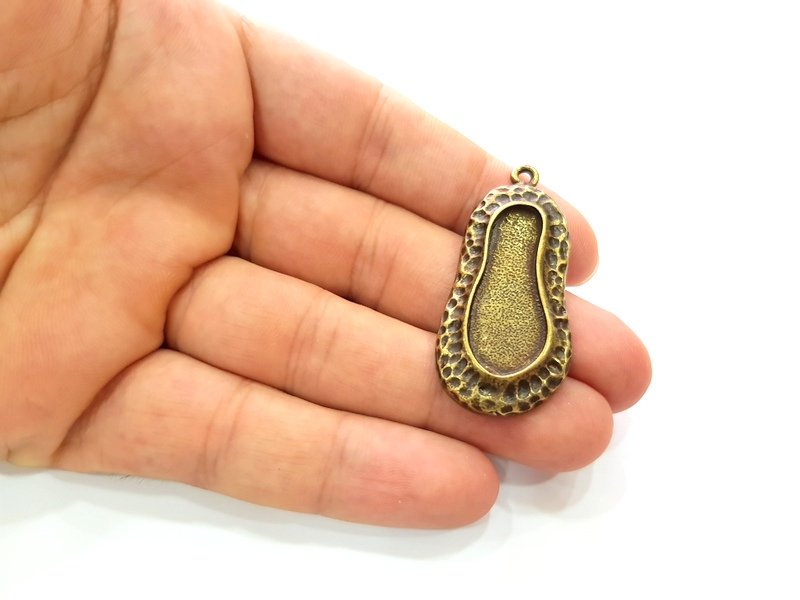 2 Antique Bronze Pendant Blank inlay Blank Mosaic Blank Resin Blank Bezel Base Setting Mountings Antique Bronze Plated(30x12mm blank) G14154